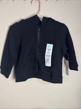wonder nation Black Full-Zip Hooded Sweatshirt for Kids